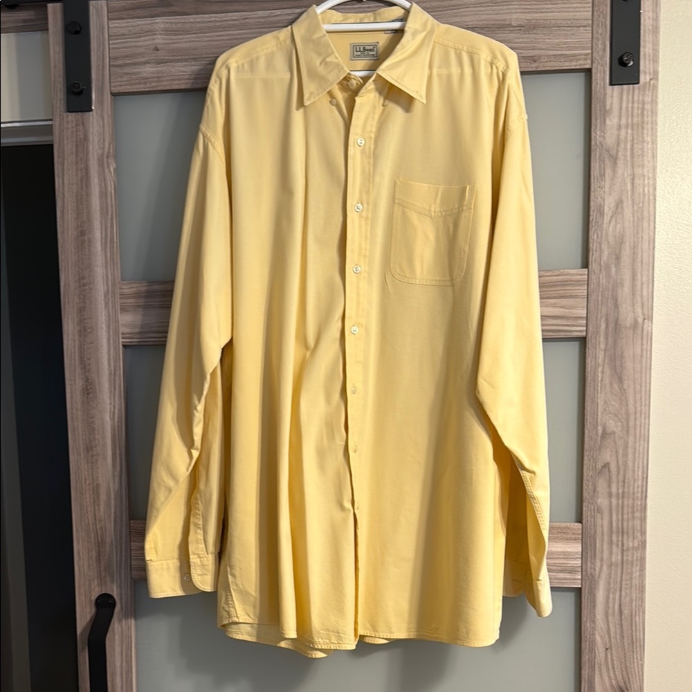 L.L. Bean Yellow Casual Button Down Shirt 2XLT